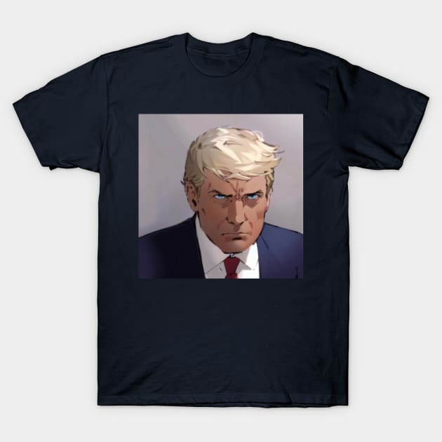 Trump Anime Cartoon Mugshot T-Shirt by GreenGuyTeesStore